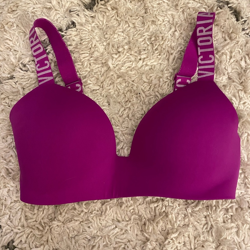 victoria’s secret wireless t-shirt bra pink purple women's